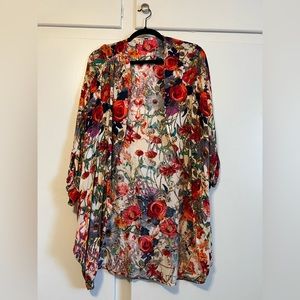 Used once women’s floral kimono
